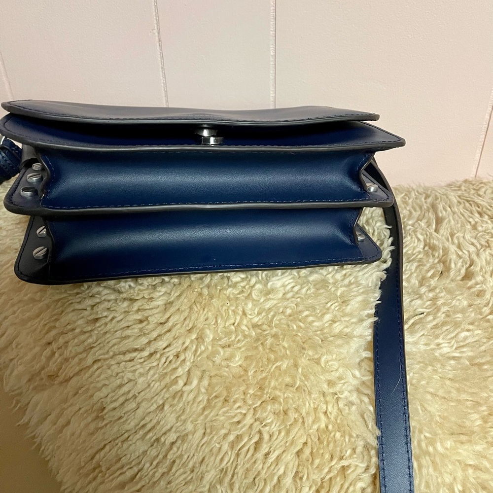 Aimee Kestenberg navy blue genuine leather crossbody bag , minimalist design. - Picture 3 of 10